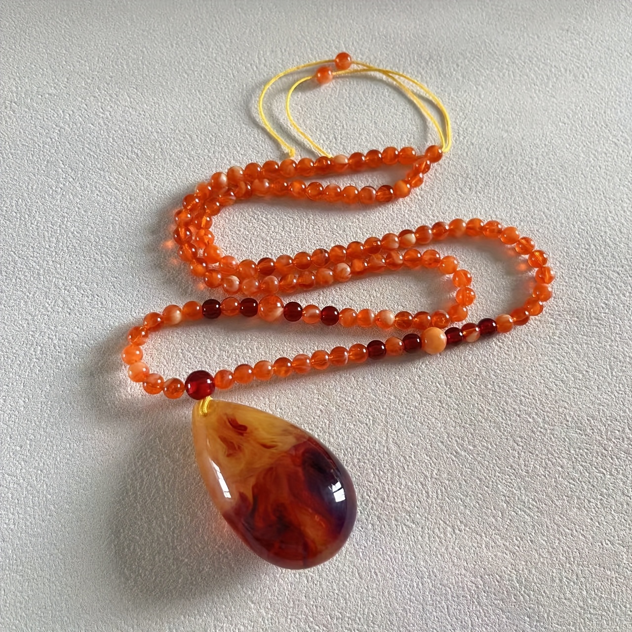 Retro Teardrop Beeswax Pendant Necklace, Stylish Gift for Couples
